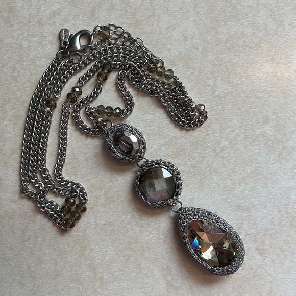 Vintage CHICOs Statement Necklace Vibes Medieval Look Steampunk Crystal Gray NEW - Picture 12 of 16